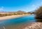 River among the mountains. Calm transparent ovda. Summer landscape. Boom Gorge, Kyrgyzstan