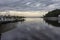 River mouth with clouds loaded with rain