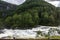 A river and natural landscape along a road in Hordaland county near Bergen, Norway