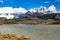 River near El Chalten and panorama with Fitz Roy mountain at Los Glaciares National Park