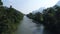 River near town of Vang Vieng in Laos seen from the sky