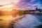 The River Nith and old bridge at sunset in Dumfries, Scotland