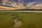 The river Ogmore, south Wales, at sunset.