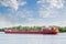 River oil tanker goes on the Volga river