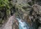 The river in Partnach Gorge of mountains in Bavaria, Germany