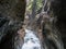 The river in Partnach Gorge of mountains in Bavaria, Germany