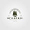 River pine tree vintage logo vector illustration design