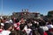 River Plate supporters wait to enter the Estadio Monumental Antonio Vespucio Liberti for a soccer game in the city of Buenos Aire