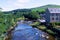 The River Ribble, flowing through Settle 2, in the Yorkshire Dales, North Yorkshire, England.