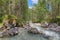 River with rocks and fast streaming water in Bavarian alps