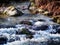 River running waters in winter, nature background