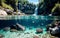 A River\\\'s Beauty in an Over Underwater Capture waterfall
