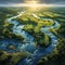 The River's Serenade: Revealing the harmonious dance of a winding river among stunning landscapes