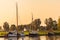 River with sailing boats in the Dutch province of Friesland