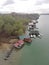 River Sava in Belgrade with boats.