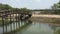 River scene with the bridge in southern Vietnam