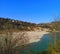 River Setta in Monzuno Bologna with plants beach and houses