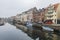 River side landscape, building, ships of the famous Nyhavn