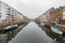 River side landscape, building, ships of the famous Nyhavn