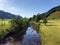 The river Sihl or Sihl Fluss before the artificial lake Sihlsee, Studen - Canton of Schwyz, Switzerland