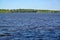 The river Sogozha with the automobile bridge on a distance shot. Poshekhonje, Yaroslavl region