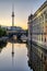 The river Spree, the TV Tower and the facade of the Bode-Museum
