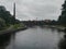 River stream \'Tammerkoski\' with old factory & other buildings