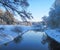 River Sysa and snowy trees in winter , Lithuania