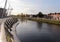 River Taff and West Stand of the Millennium Stadium in Cardiff, Wales, UK