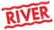 RIVER text on red lines stamp sign