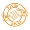 RIVER, text written on orange  postal stamp