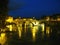 River Tiber at night. Bridige and buildings