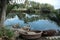 River with traditional bamboo boats in Vietnam