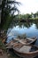 River with traditional bamboo boats in Vietnam