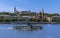 River traffic on the Danube in Budapest with the Castle District in the background