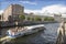 River tram carries a group of tourists on the rivers and canals of St. Petersburg.