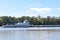 River tugboat transporting goods on the Mississippi River in Grafton Illinois on November 1, 2021.