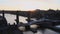 River Tyne and city skyline, with Swing Bridge and High Level Bridge during golden hour