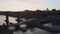 River Tyne and city skyline, with Swing Bridge and High Level Bridge during golden hour