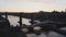 River Tyne and city skyline, with Swing Bridge and High Level Bridge during golden hour