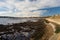 River Tyne viewed from the tynemouth, outflow and water reflection of running clouds, Tynemouth, UK