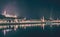 River view of Budapest, Hungary, at night, illuminated Buda side