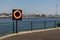 River view showing orange life bouy by railings