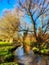 The river Wandle in Surrey in winter sunlight