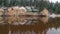 River water reflection landscape, natural composition, Gauja National Park. Rocky sandstone banks of Gauja rivers, river in