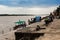 Riverbank with boats at the Ahilya fort maheshwar