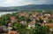 Riverbank part of the town, bend of Danube River and hills on Slovakian side in the background, Esztergom, Hungary