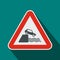 Riverbank traffic sign icon, flat style