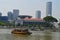 Riverboat in front of New Supreme Court, Singapore Parliament Building