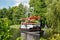 Riverboat tied to dock